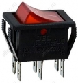 RS-608FBL0BRBT2-G, переключатель клавишный 2хON-ON 250В 16А с красной подсветкой (B127B)
